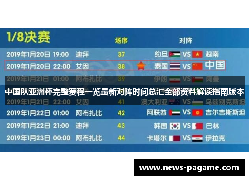 中国队亚洲杯完整赛程一览最新对阵时间总汇全部资料解读指南版本 中国队亚洲杯完整赛程一览最新对阵时间总汇全部资料解读指南版本